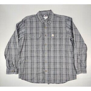 Carhartt Button Down Shirt Men's 2XL Longsleeve Black & Grey  Relaxed Fit.‎